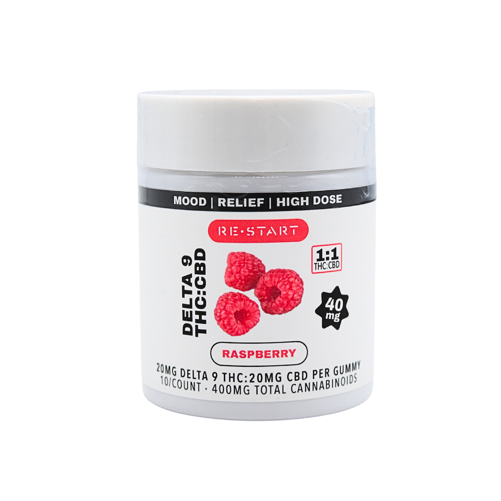 Delta 9 Sativa Gummies 40mg | High Dose THC CBD Raspberry / 10-count